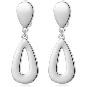 Silver Clip On Drop A Clip Earrings Women Non Piercing Dangle Fashion Jewelry